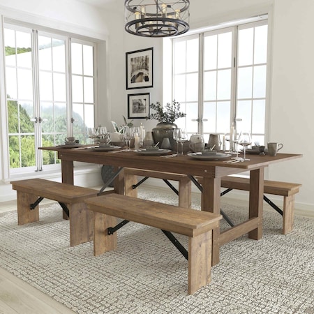 Flash Furniture Rectangle Antique Farm Table , 40"; 40-1/4" W 30"; 17-3/4" H, Wood XA-FARM-2-GG